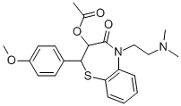 3-acetoxy-5-[2-(dimethylamino)ethyl]-2,3-dihydro-2-(4-methoxyphenyl)-1,5-benzothiazepin-4(5H)-one  结构式