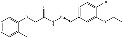 N'-(3-ethoxy-4-hydroxybenzylidene)-2-(2-methylphenoxy)acetohydrazide 结构式