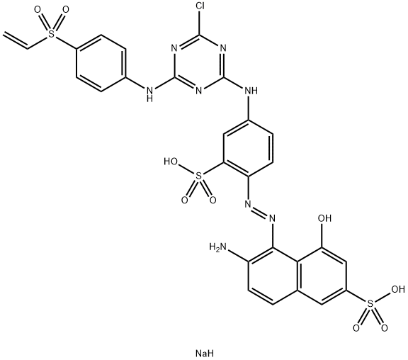 6-Amino-5-[[4-[[4-chloro-6-[[4-(ethenylsulfonyl)phenyl]amino]-1,3,5-triazin-2-yl]amino]-2-sulfophenyl]azo]-4-hydroxy-2-naphthalenesulfonic acid disodium salt 结构式