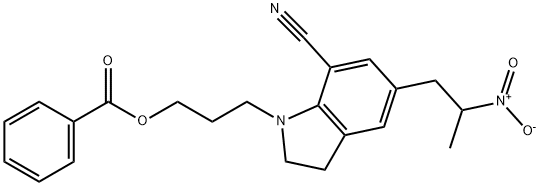 1-[3-(苯甲酰氧基)丙基]-2,3-二氢-5-(2-硝基丙基)-1H-吲哚-7-甲腈 结构式