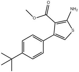 2-氨基-4-(4-叔丁基苯基)噻吩-3-羧酸甲酯 结构式