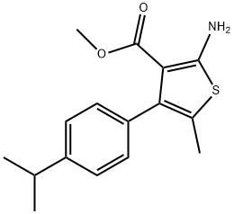2-氨基-4-(4-异丙苯基)-5-甲基-噻吩-3-羧酸甲酯 结构式