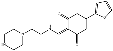 5-(2-FURYL)-2-{[(2-PIPERAZIN-1-YLETHYL)AMINO]-METHYLENE}CYCLOHEXANE-1,3-DIONE 结构式