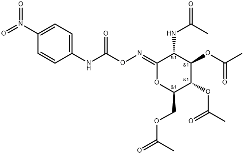 O-(2-乙酰胺基-2-脱氧-3,4,6-三-O-乙酰基-D-吡喃葡萄糖基)氨基N-(4-硝基苯基)氨基甲酸酯 结构式