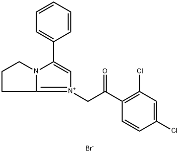 5H-Pyrrolo[1,2-a]imidazolium,  1-[2-(2,4-dichlorophenyl)-2-oxoethyl]-6,7-dihydro-3-phenyl-,  bromide  (9CI) 结构式