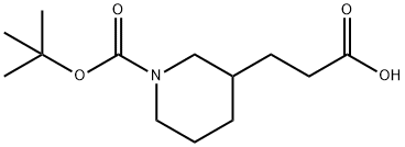 1-叔丁氧羰基-3-哌啶丙酸 结构式
