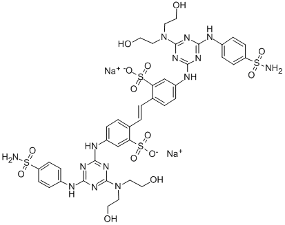 disodium 4,4'-bis[4-[[4-(aminosulphonyl)phenyl]amino]-6-[bis(2-hydroxyethyl)amino]-1,3,5-triazin-2-yl]amino]stilbene-2,2'-disulphonate 结构式