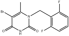 5-BROMO-1-(2,6-DIFLUORO-BENZYL)-6-METHYL-1H-PYRIMIDINE-2,4-DIONE 结构式