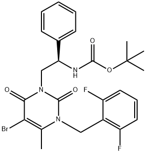 (R)-(2-[5-BROMO-3-(2,6-DIFLUORO-BENZYL)-4-METHYL-2,6-DIOXO-3,6-DIHYDRO-2H-PYRIMIDIN-1-YL]-1-PHENYL-ETHYL)-CARBAMIC ACID TERT-BUTYL ESTER 结构式