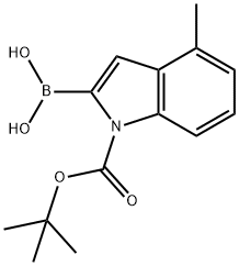 2-硼-4-甲基-1H-吲哚-1-羧酸-1-(1,1-二甲基乙基)酯 结构式