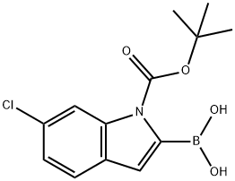 1-BOC-6-氯吲哚-2-硼酸 结构式