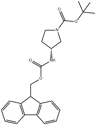 (R)-(-)-N-BOC-3-N-FMOC-氨基吡咯烷 结构式