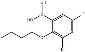 3-溴-2-丁氧基-5-氟苯基硼酸 结构式