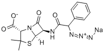 sodium [2S-[2alpha,5alpha,6beta(S*)]]-6-(azidophenylacetamido)-3,3-dimethyl-7-oxo-4-thia-1-azabicyclo[3.2.0]heptane-2-carboxylate 结构式