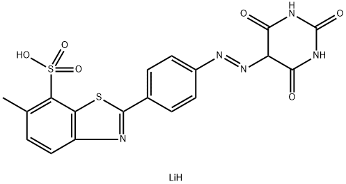 2-[4-[(六氢-2,4,6-三氧-5-嘧啶基)偶氮]苯基]-6-甲基-7-苯并噻唑磺酸锂 结构式