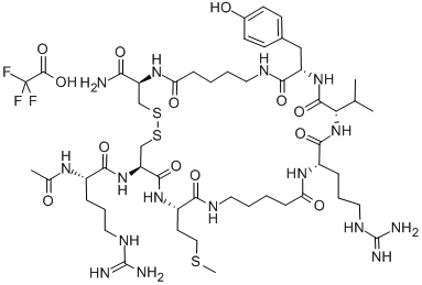 AC-ARG-CYS-MET-5-AMINOPENTANOYL-ARG-VAL-TYR-5-AMINOPENTANOYL-CYS-NH2 TRIFLUOROACETATE SALT (DISULFIDE BOND) 结构式