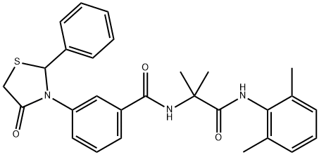 Benzamide, N-[2-[(2,6-dimethylphenyl)amino]-1,1-dimethyl-2-oxoethyl]-3-(4-oxo-2-phenyl-3-thiazolidinyl)- (9CI) 结构式