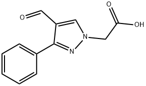 2-(4-甲烷酰-3-苯基-吡唑-1-基)乙酸 结构式