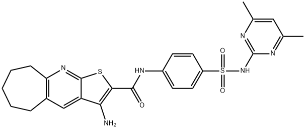 3-AMINO-N-(4-{[(4,6-DIMETHYL-2-PYRIMIDINYL)AMINO]SULFONYL}PHENYL)-6,7,8,9-TETRAHYDRO-5H-CYCLOHEPTA[B]THIENO[3,2-E]PYRIDINE-2-CARBOXAMIDE