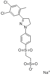 2-[[4-[3-(4,5-二氯-2-甲基苯基)-4,5-二氢-1H-吡唑-1-基]苯基]磺酰基]-乙磺酸钠盐 结构式