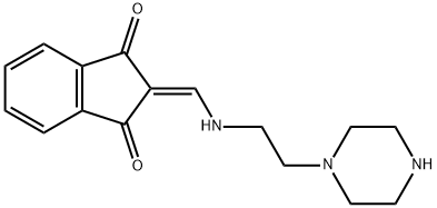 2-[[2-(1-	哌嗪)乙基氨基]亚甲基]茚满-1,3-二酮 结构式