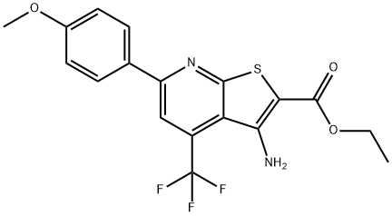 ethyl 3-amino-6-(4-methoxyphenyl)-4-(trifluoromethyl)thieno[2,3-b]pyridine-2-carboxylate 结构式