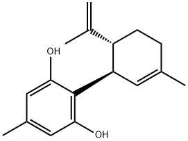 5-METHYL-2-[(1R,6R)-3-METHYL-6-(1-METHYLETHENYL)-2-CYCLOHEXEN-1-YL]-1,3-BENZENEDIOL 结构式