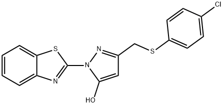 1-(苯并[D]噻唑-2-基)-3-((((4-氯苯基)硫代)甲基)-1H-吡唑-5-醇 结构式