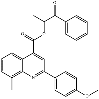 1-methyl-2-oxo-2-phenylethyl 2-(4-methoxyphenyl)-8-methyl-4-quinolinecarboxylate 结构式