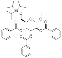 甲基 6-O-[三(1-甲基乙基)硅烷基]-ALPHA-D-吡喃葡萄糖苷三苯甲酸酯 结构式