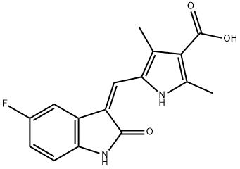 5-((Z)-(5-氟-2-氧代吲哚烷-3-亚基)甲基)-2,4-二甲基-1H-吡咯-3-羧酸 结构式
