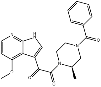1-[(2R)-4-苯甲酰基-2-甲基-1-哌嗪基]-2-(4-甲氧基-1H-吡咯并[2,3-B]吡啶-3-基)-1,2-乙二酮 结构式