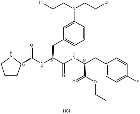 ethyl N-[3-[bis(2-chloroethyl)amino]-3-phenyl-N-L-prolyl-L-alanyl]-4-fluoro-3-phenyl-L-alaninate monohydrochloride  结构式