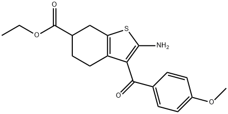 BENZO[B]THIOPHENE-6-CARBOXYLIC ACID, 2-AMINO-4,5,6,7-TETRAHYDRO-3-(4-METHOXYBENZOYL)-, ETHYL ESTER 结构式