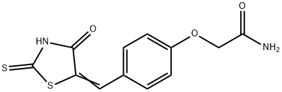 2-[4-[(E)-(4-氧代-2-硫基亚甲基-1,3-四氢噻唑-5-基亚甲基)甲基]苯氧基]乙酰胺 结构式