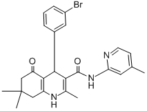 4-(3-bromophenyl)-2,7,7-trimethyl-N-(4-methyl-2-pyridinyl)-5-oxo-1,4,5,6,7,8-hexahydro-3-quinolinecarboxamide 结构式