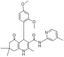 4-(2,4-dimethoxyphenyl)-2,7,7-trimethyl-N-(4-methyl-2-pyridinyl)-5-oxo-1,4,5,6,7,8-hexahydro-3-quinolinecarboxamide 结构式