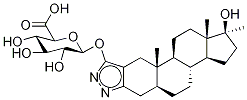 (5ALPHA,17BETA)-17-羟基-17-甲基-2'H-雄甾-2-烯并[3,2-C]吡唑-5'-基 BETA-D-吡喃葡糖苷酸 结构式