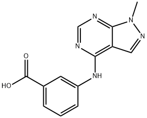 3-[(1-methyl-1H-pyrazolo[3,4-d]pyrimidin-4-yl)amino]benzoic acid 结构式