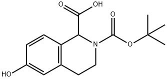 2-(叔丁氧羰基)-6-羟基-1,2,3,4-四氢异喹啉-1-羧酸 结构式