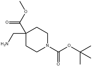 4-氨基甲基-1-叔丁氧羰基哌啶-4-甲酸甲酯 结构式