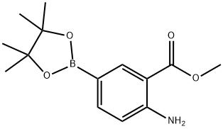 2-氨基-5-(4,4,5,5-四甲基-1,3,2-二氧硼烷-2-基)苯甲酸甲酯 结构式