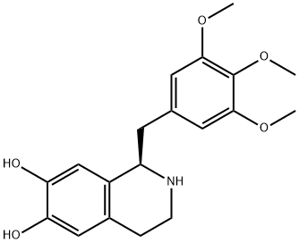d-1-(3,4,5-Trimethoxybenzyl)-6,7-dihydroxy-1,2,3,4-tetrahydroisoquinoline 结构式