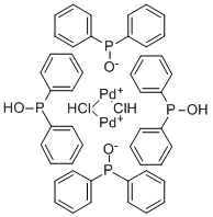 DIHYDROGEN DI-MU-CHLOROTETRAKIS(DIPHENYLPHOSPHINITO-KP) DIPALLADATE(2-) 结构式