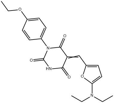 2,4,6(1H,3H,5H)-Pyrimidinetrione,  5-[[5-(diethylamino)-2-furanyl]methylene]-1-(4-ethoxyphenyl)- 结构式