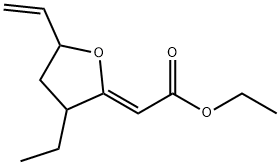 Acetic acid, (5-ethenyl-3-ethyldihydro-2(3H)-furanylidene)-, ethyl ester, (2Z)- (9CI) 结构式