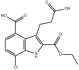 4-CARBOXY-7-CHLORO-2-(ETHOXYCARBONYL)INDOLE-3-PROPANOIC ACID 结构式