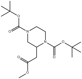 双BOC-哌嗪-2-乙酸乙酯 结构式