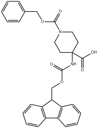 1,4-Piperidinedicarboxylicacid,4-[[(9H-fluoren-9-ylmethoxy)carbonyl]amino]-,1-(phenylmethyl)ester(9CI) 结构式