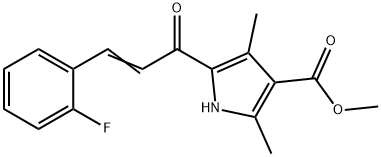 1H-Pyrrole-3-carboxylicacid,5-[3-(2-fluorophenyl)-1-oxo-2-propenyl]-2,4-dimethyl-,methylester(9CI) 结构式